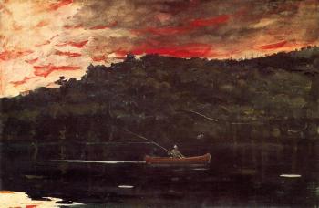 Winslow Homer : Sunrise, Fishing in the Adirondacks